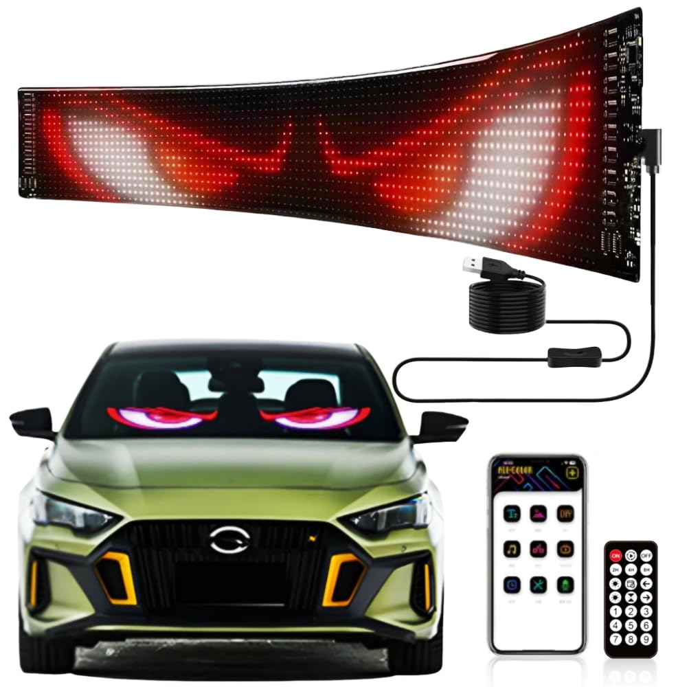 Led Eyes For Truck Led Matrix Panel RGB LED Car Panel DIY Programmable Bluetooth App Control Scrolling  Light