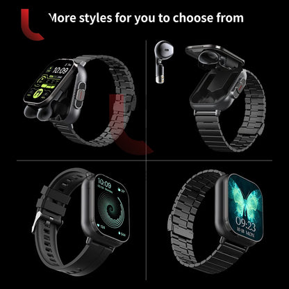 New Smart Watch D8 TWS 2 In 1 Wireless Bluetooth Noise Cancelling Earphones Watch 2" Sports Heart Rate NFC Ultra Smartwatch