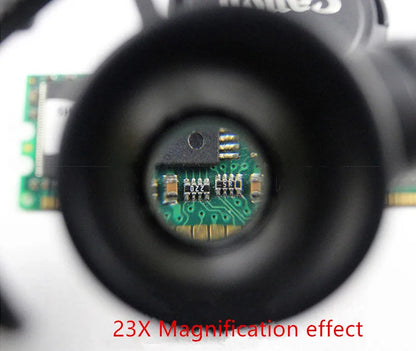 OptiMax Pro – 2X LED Head-Mounted Magnifier | Adjustable 8X, 15X, 23X Lens for Watch, Jewelry & Tech Repair