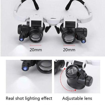 OptiMax Pro – 2X LED Head-Mounted Magnifier | Adjustable 8X, 15X, 23X Lens for Watch, Jewelry & Tech Repair
