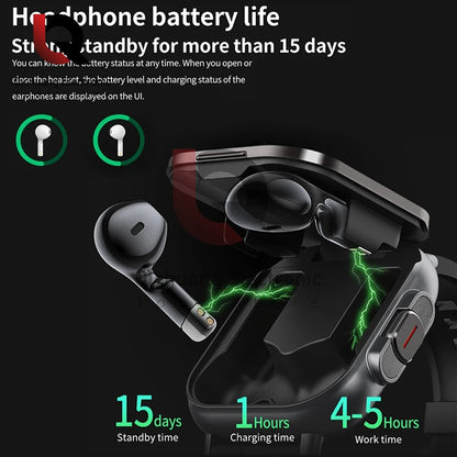 New Smart Watch D8 TWS 2 In 1 Wireless Bluetooth Noise Cancelling Earphones Watch 2" Sports Heart Rate NFC Ultra Smartwatch