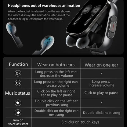 New Smart Watch D8 TWS 2 In 1 Wireless Bluetooth Noise Cancelling Earphones Watch 2" Sports Heart Rate NFC Ultra Smartwatch
