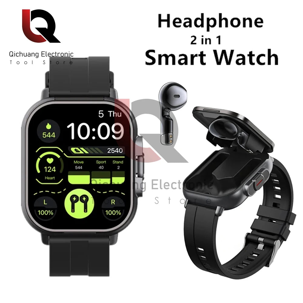 New Smart Watch D8 TWS 2 In 1 Wireless Bluetooth Noise Cancelling Earphones Watch 2" Sports Heart Rate NFC Ultra Smartwatch