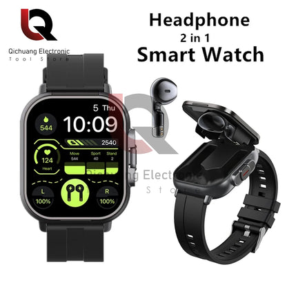 New Smart Watch D8 TWS 2 In 1 Wireless Bluetooth Noise Cancelling Earphones Watch 2" Sports Heart Rate NFC Ultra Smartwatch