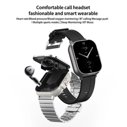 New Smart Watch D8 TWS 2 In 1 Wireless Bluetooth Noise Cancelling Earphones Watch 2" Sports Heart Rate NFC Ultra Smartwatch