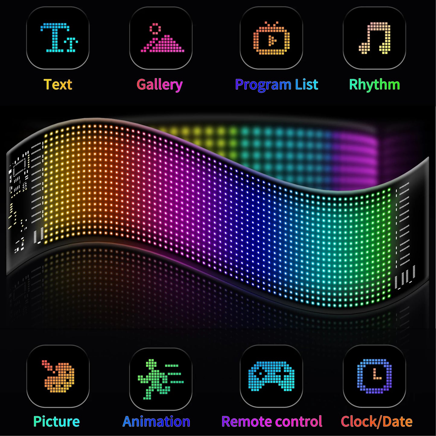 Led Eyes For Truck Led Matrix Panel RGB LED Car Panel DIY Programmable Bluetooth App Control Scrolling  Light